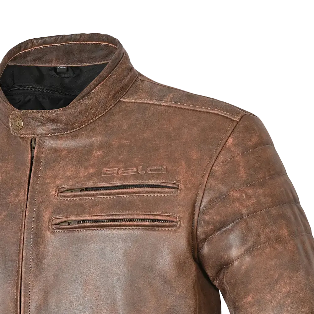Bela Royal Rider Giacca in pelle vintage marrone/beige 