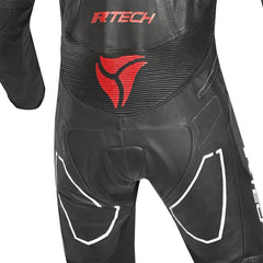 R-Tech rising Kangaroo Mix star Tuta Moto In Pelle Racing Intera Nero/Bianco e Rosso 