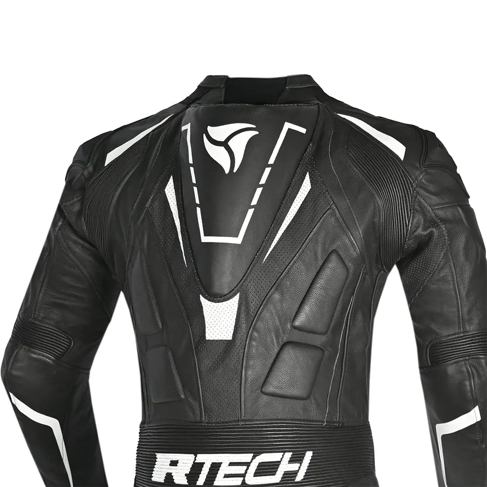 R-Tech Defender GP Tuta Moto In Pelle Racing Intera Nero/Bianco 