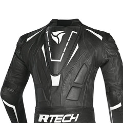 R-Tech Defender GP Tuta Moto In Pelle Racing Intera Nero/Bianco 