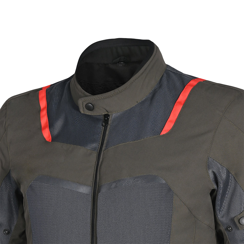 R-TECH SPIRAL MESH CHAQUETA DE MOTO DE HOMBRE TEXTIL  ARENA GRIS ROJO 
