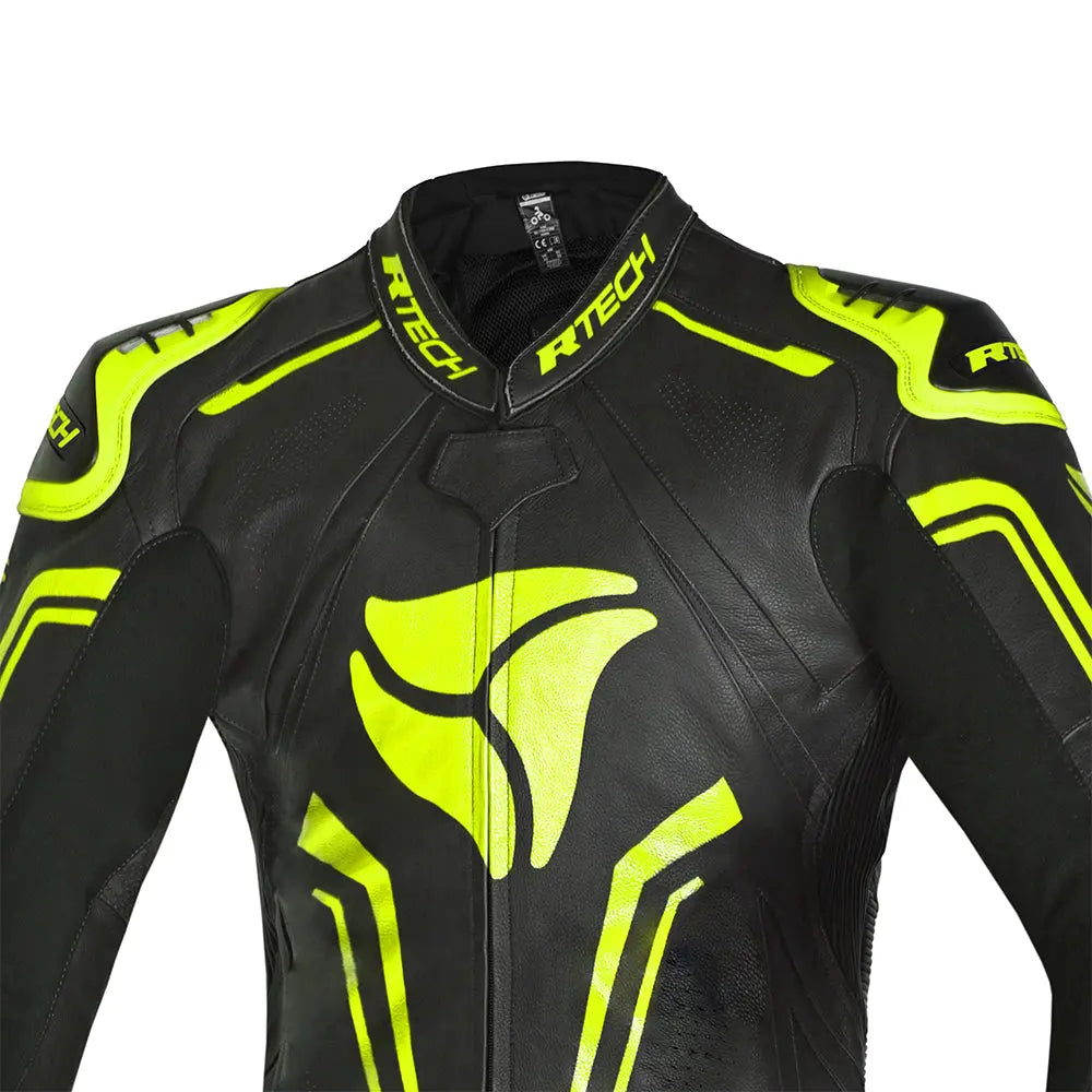 R-Tech rising star Kangaroo Mix Tuta Moto In Pelle Racing Intera Nero/Giallo 
