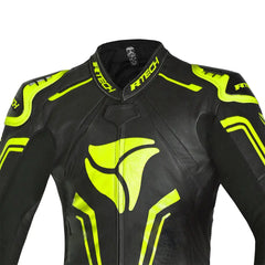 R-Tech rising star Kangaroo Mix Tuta Moto In Pelle Racing Intera Nero/Giallo 
