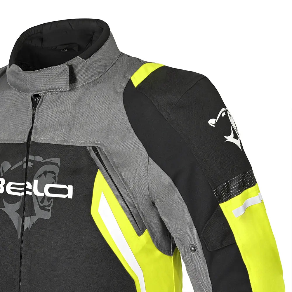 Bela Cordaniel Giacca moto - Nera/Grigio scuro/Fluor giallo shoulder