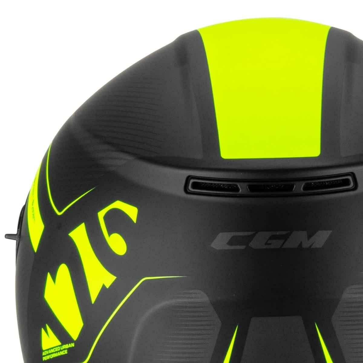 CGM 126G IPER CITY Casco Jet De Moto Negro Amarillo Flouro 