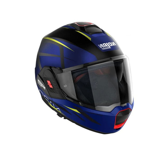 NOLAN N120-1 NIGHTLIFE N-COM 028 MOTO MODULARI CASCHI NERO BLU GIALLO 