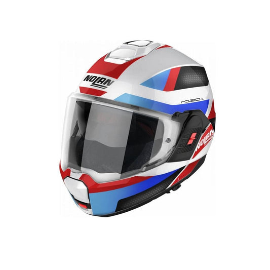 NOLAN N120-1 SUBWAY N-COM 024 MOTO MODULARI CASCHI BIANCO ROSSO BLU NERO 