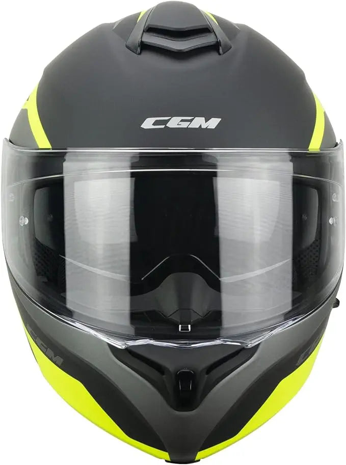 CGM 568G BER DRESDA Moto Modulare Caschi Grafite Giallo fluo opaco