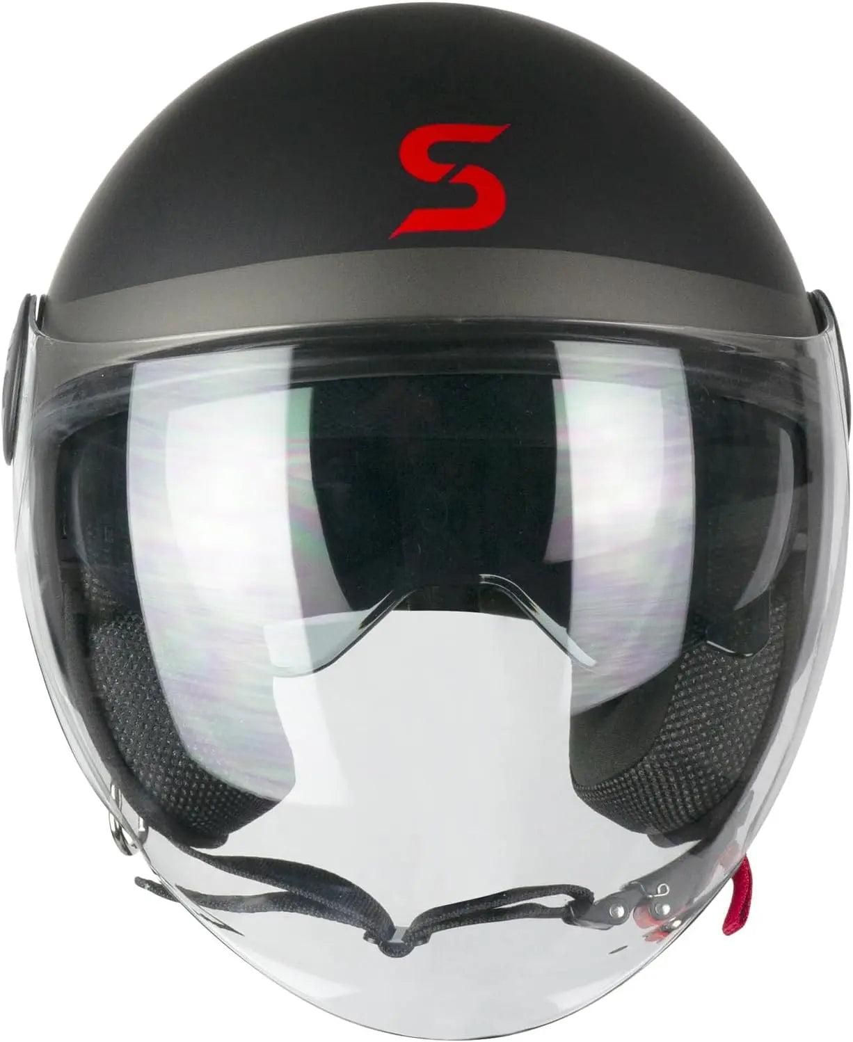 SKA-P 1SHG ZEN CITY Moto Aperta Jet Caschi Nero Rosso Opaco