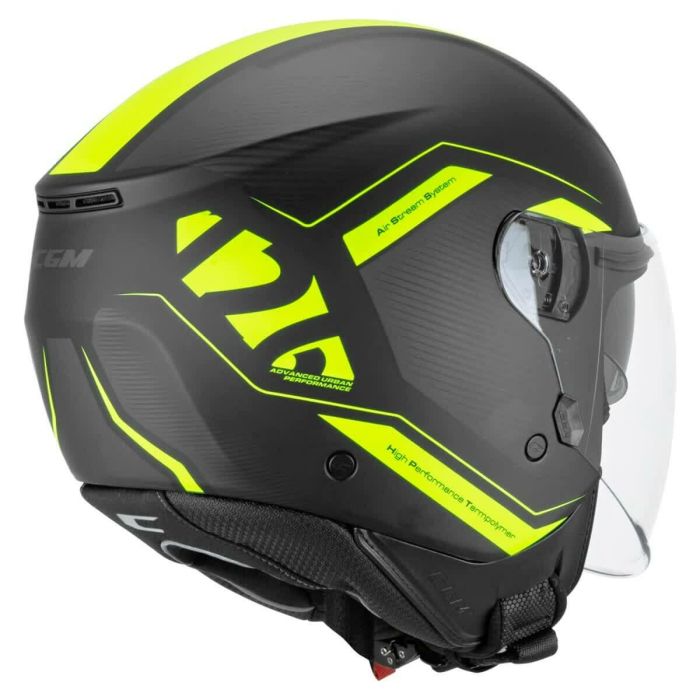 CGM 126G IPER CITY Casco Jet De Moto Negro Amarillo Flouro 