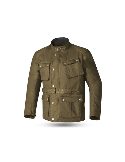 BELA - CHAQUETA TEXTIL TÉCNICA DE ALGODÓN ENCERADO VERDE  – Yamoto.it