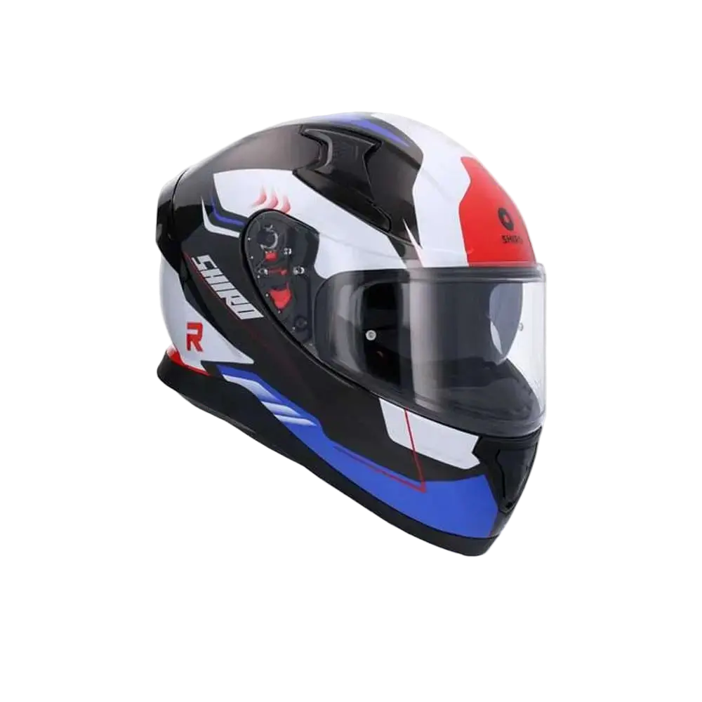 SHIRO KATANA Moto Caschi Integrali Nero Bianco Blu 