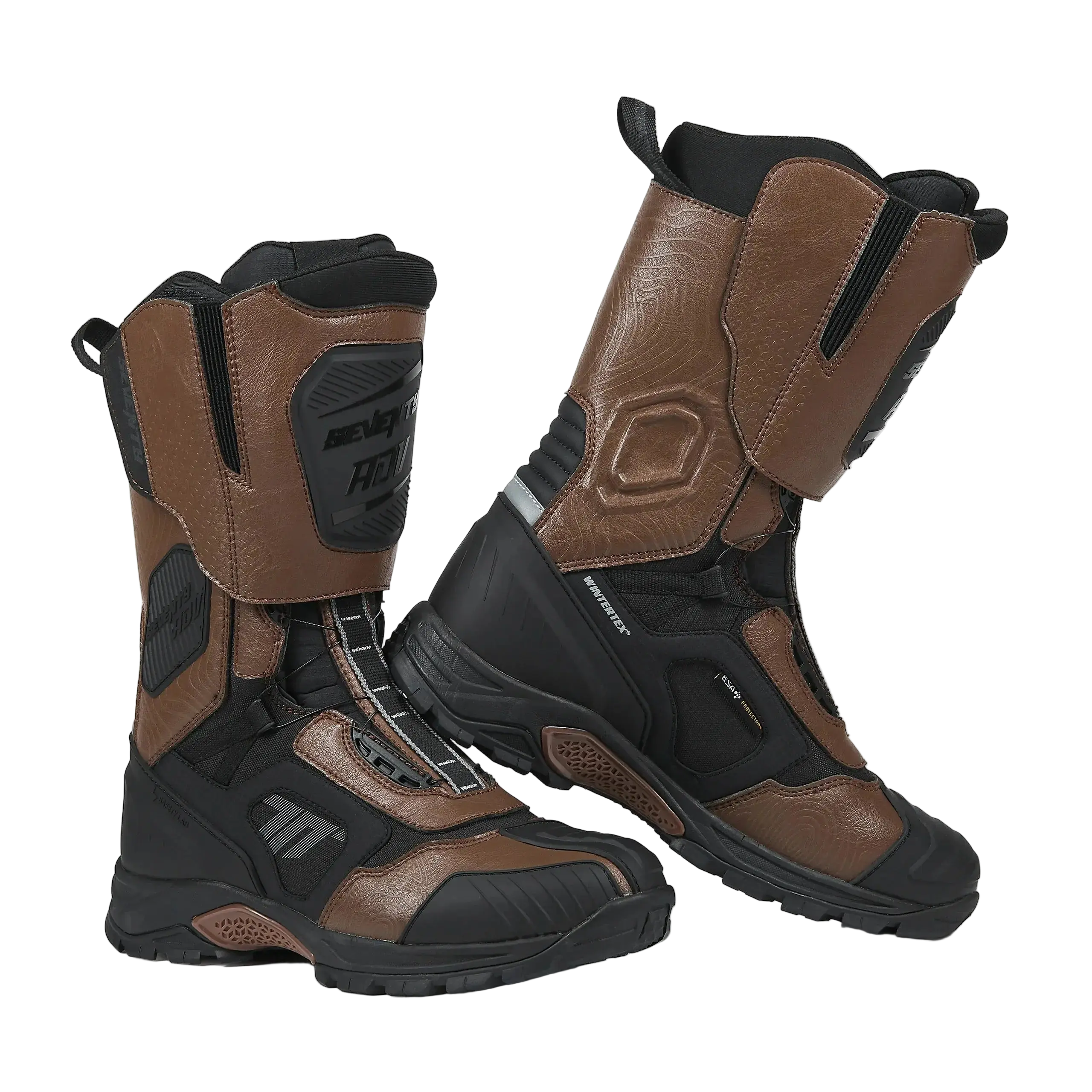 SEVENTY SD-BA6 STELVIO HIGH Moto Unisex Stivali Neri Marroni 