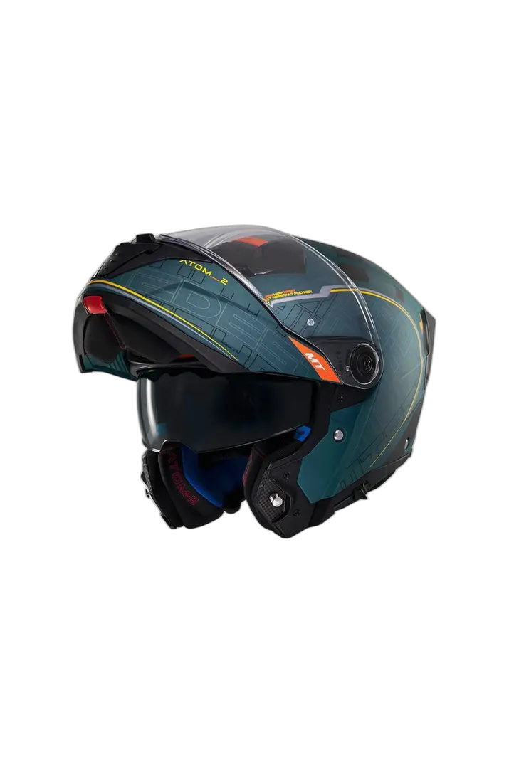 MT Atom 2 Sv Destiny C6 Moto Sportivo Modulare Caschi Nero Blu Opaco 