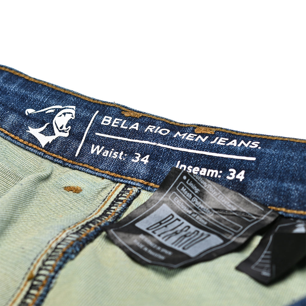 BELA -  Pantalon Rio 34L Tie & DY Azzurro 