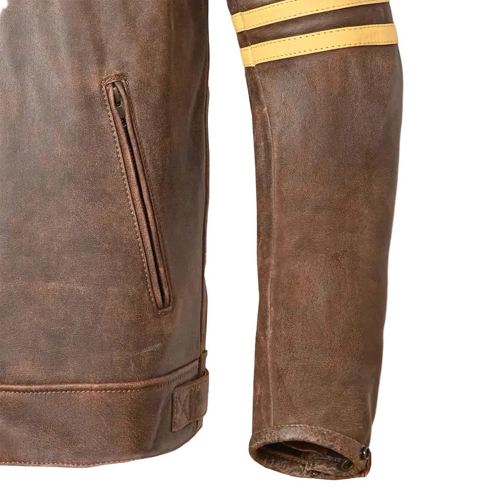 Bela Royal Rider Giacca in pelle vintage marrone/beige 