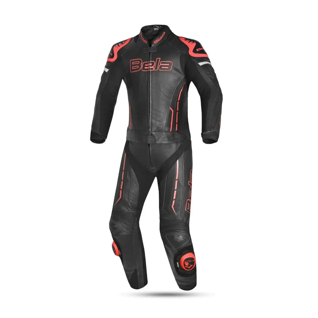 Bela Rocket nero rosso 2PC Tute in Pelle Di Canguro Mix Uomo front