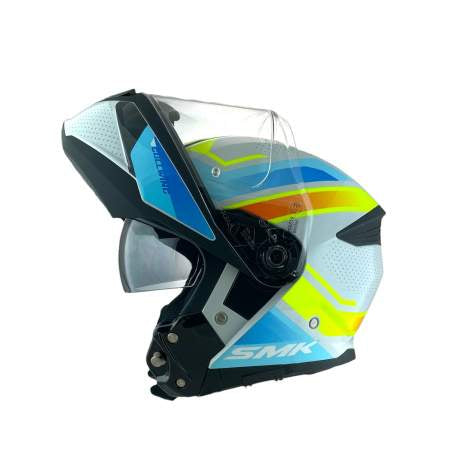 CASCO MOTO MODULARE-SMK - GULLWING super tour grigio blu giallo (GL654) - Yamoto.it