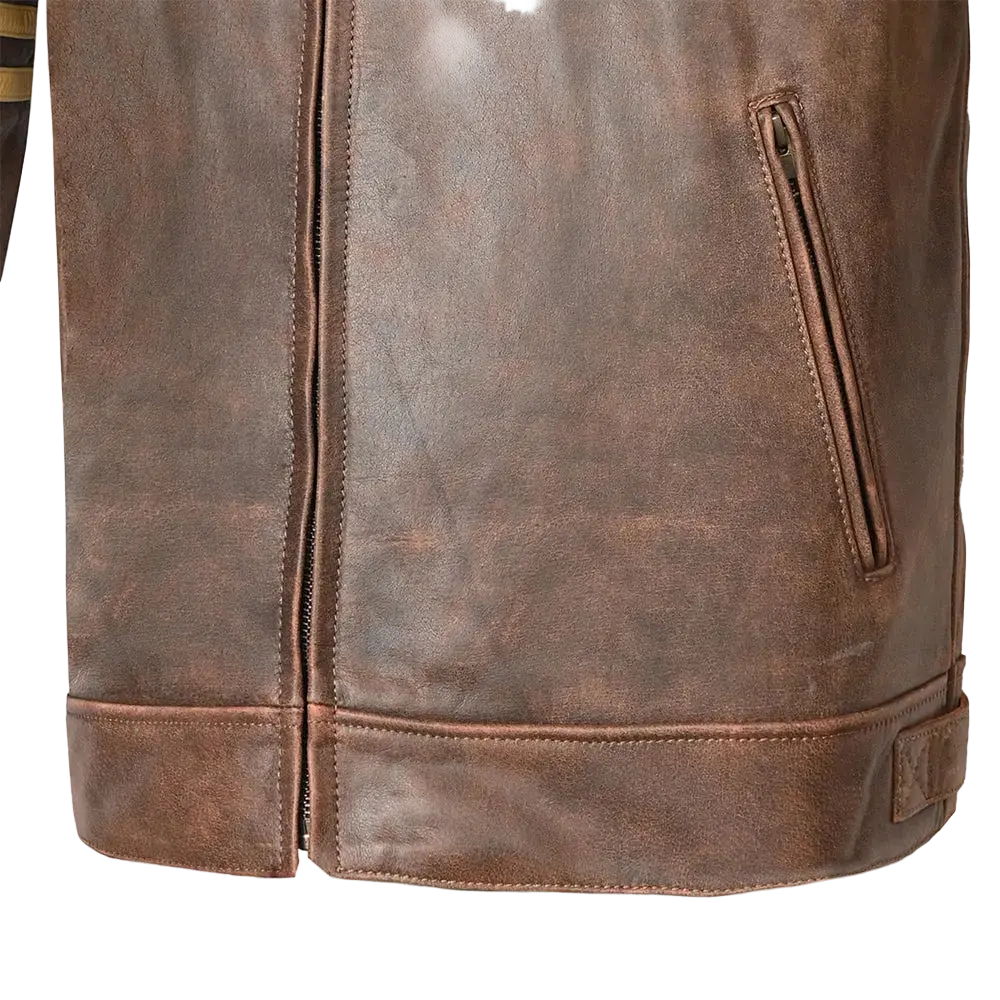 Bela Royal Rider Giacca in pelle vintage marrone/beige 