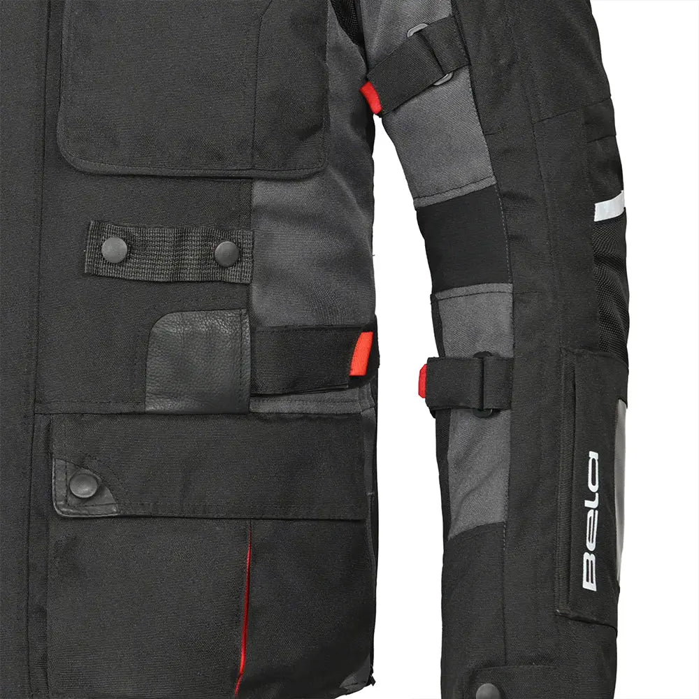 Bela Cross Road Extreme WP Giacca moto per uomo Nero Gris Rosso arm