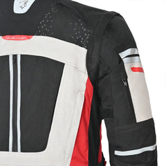 Bela Cross Road Extreme WP Giacca moto per uomo Nero / Antracite / Rosso ( Maniche removibili ) shoulder