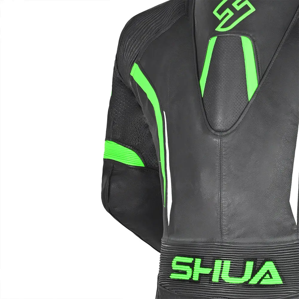Shua Infinity Nero Verde 1PC Tute da Moto in Pelle Uomo 