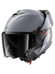 SHARK OXO DARK SHADOW FLIP DELANTERO CASCO PISTOLA PLATA