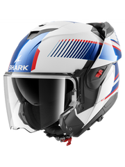 SHARK OXO SIEVE blanco cromado y azul motocicleta modular Casco