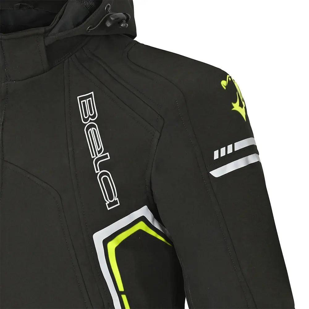 Bela Breeze Giacca softshell per uomo Cappuccio removibile  - Nero/Giallo fluorescente 