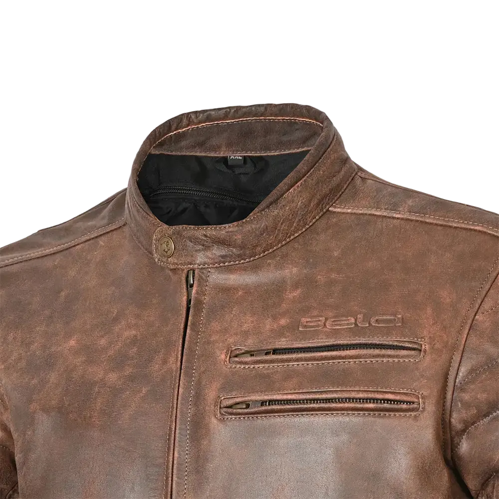 Bela Royal Rider Giacca in pelle vintage marrone/beige 