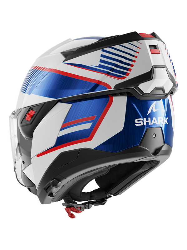 SHARK OXO SIEVE blanco cromado y azul motocicleta modular Casco
