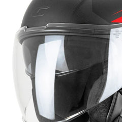 CGM 126G IPER CITY Casco Jet De Moto Negro Rojo Opaco 