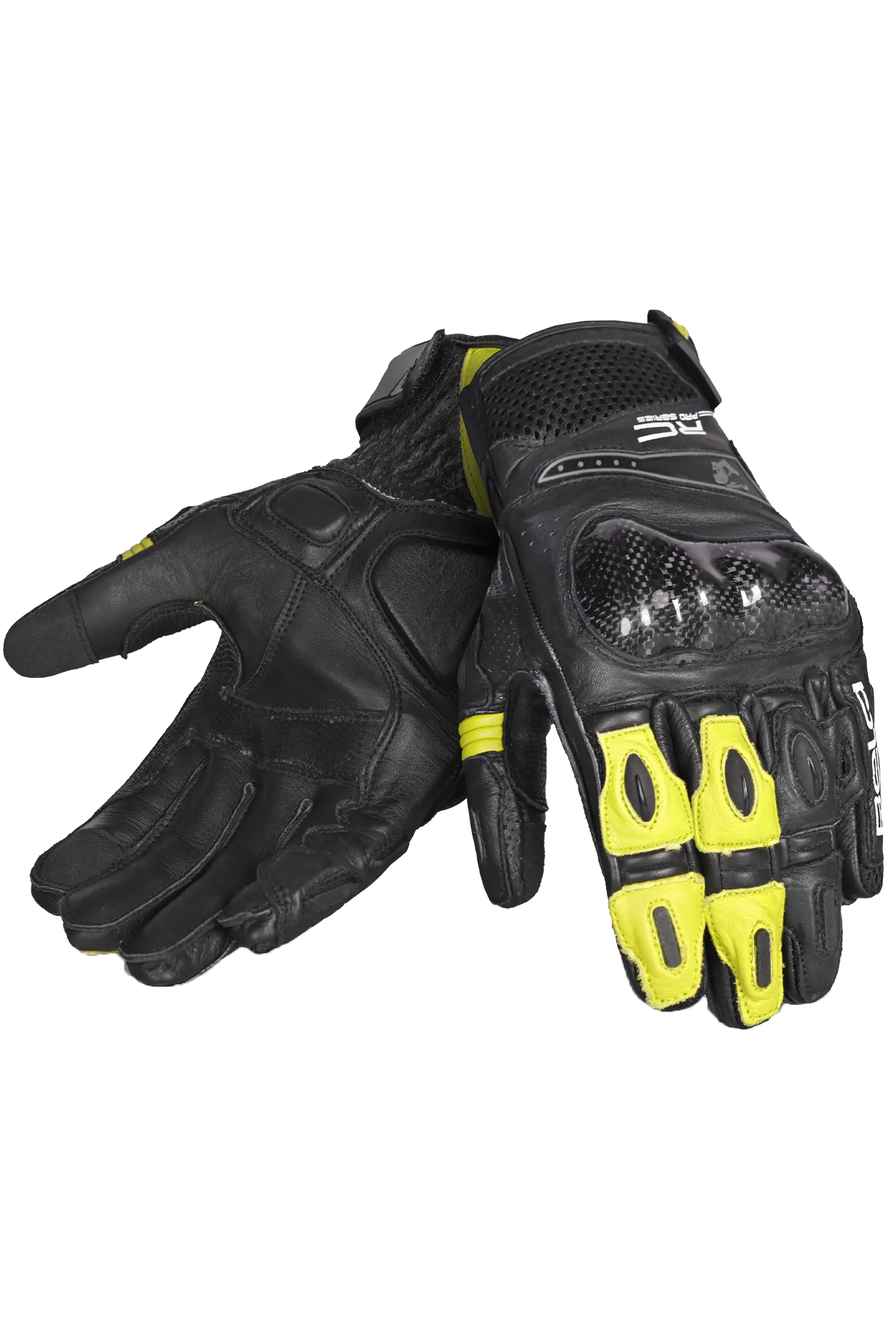 Bela Rocket Short Bianco Flu/Nero Guanto moto da corsa 