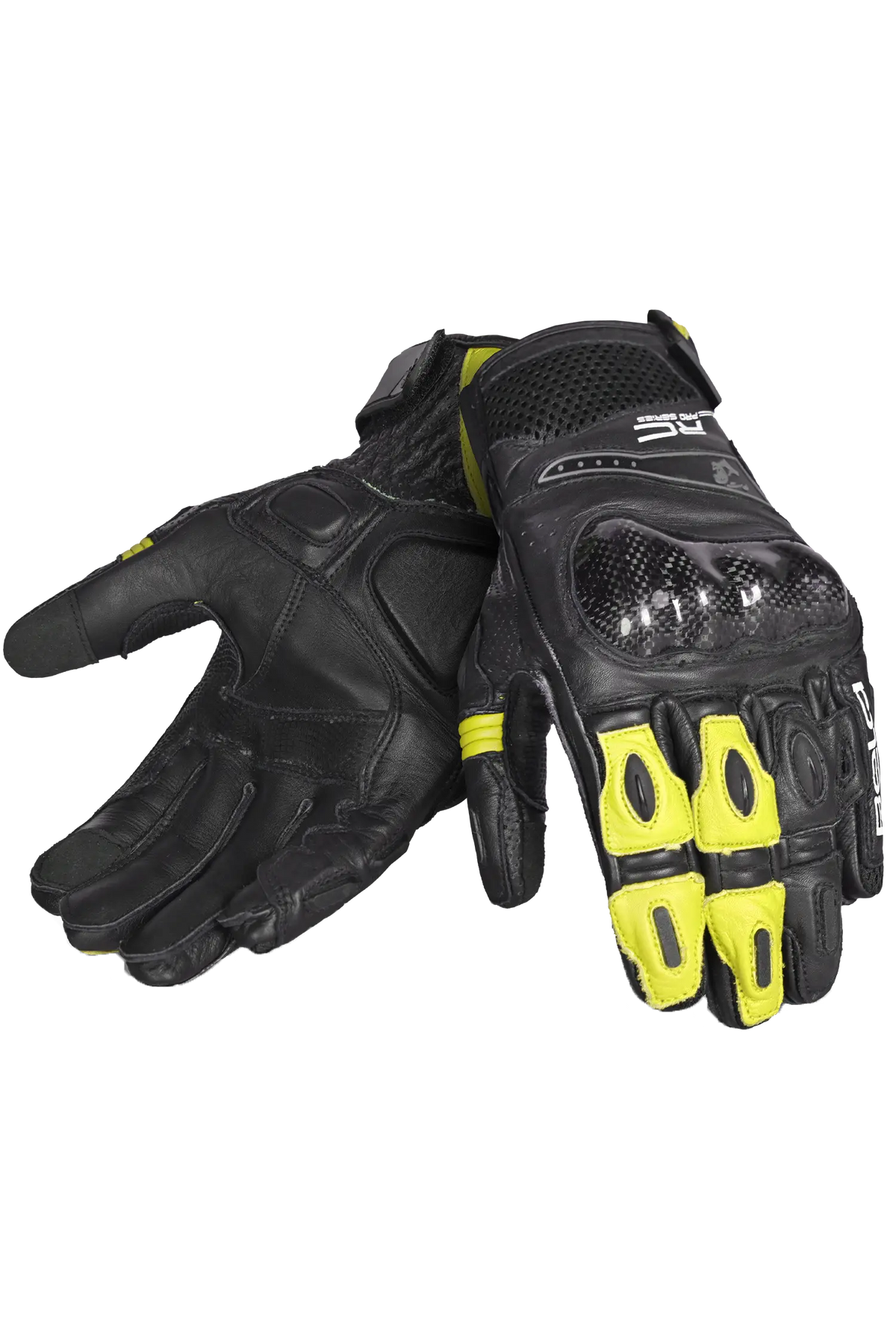 Bela Rocket Short Bianco Flu/Nero Guanto moto da corsa 