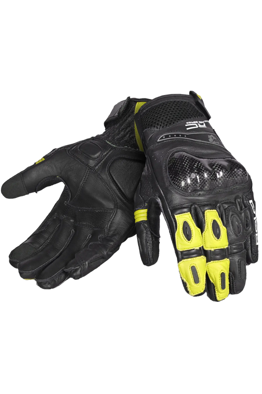 Bela Rocket Short Bianco Flu/Nero Guanto moto da corsa 