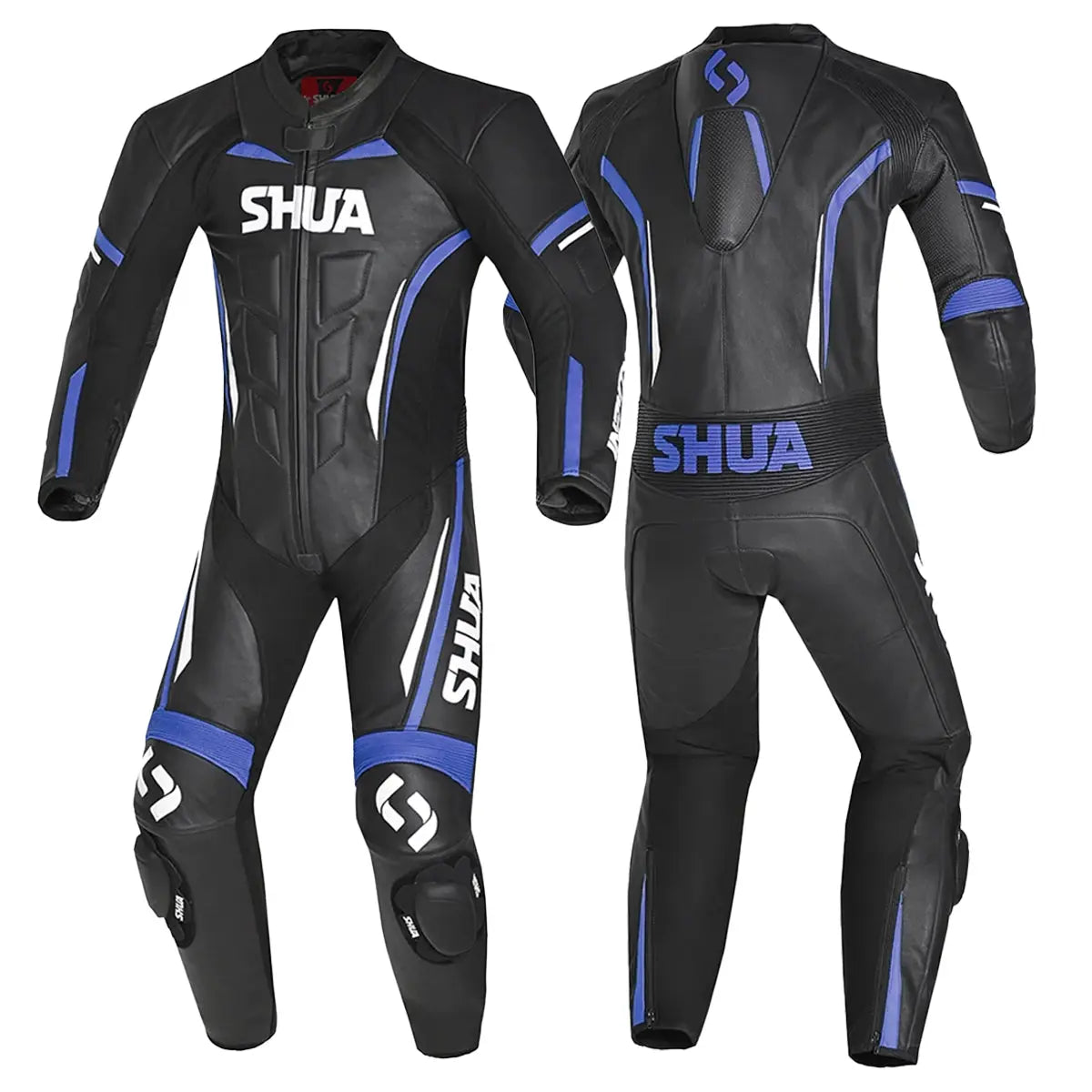 Shua Infinity Nero Blu 1PC Tute da Moto Pelle Uomo 