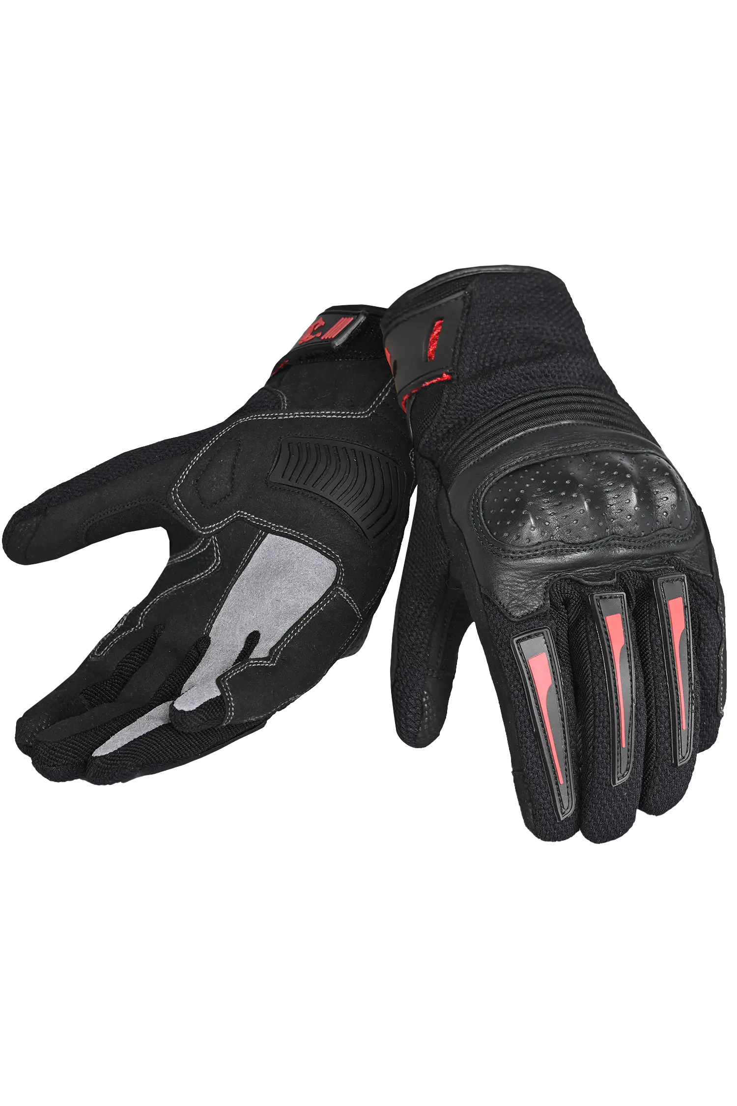 Bela Drift Donna Guanti Moto In Tessuto Nero Rosso 