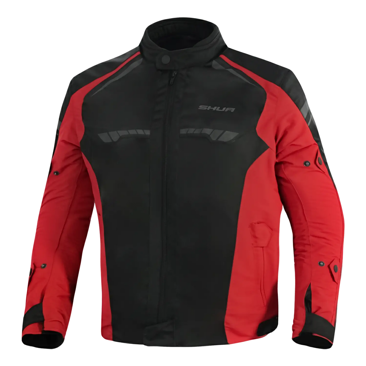 SHUA IMMORTAL GIACCA DA MOTO DA UOMO IN TESSUTO NERO ROSSO 