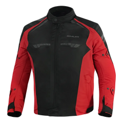 SHUA IMMORTAL GIACCA DA MOTO DA UOMO IN TESSUTO NERO ROSSO 