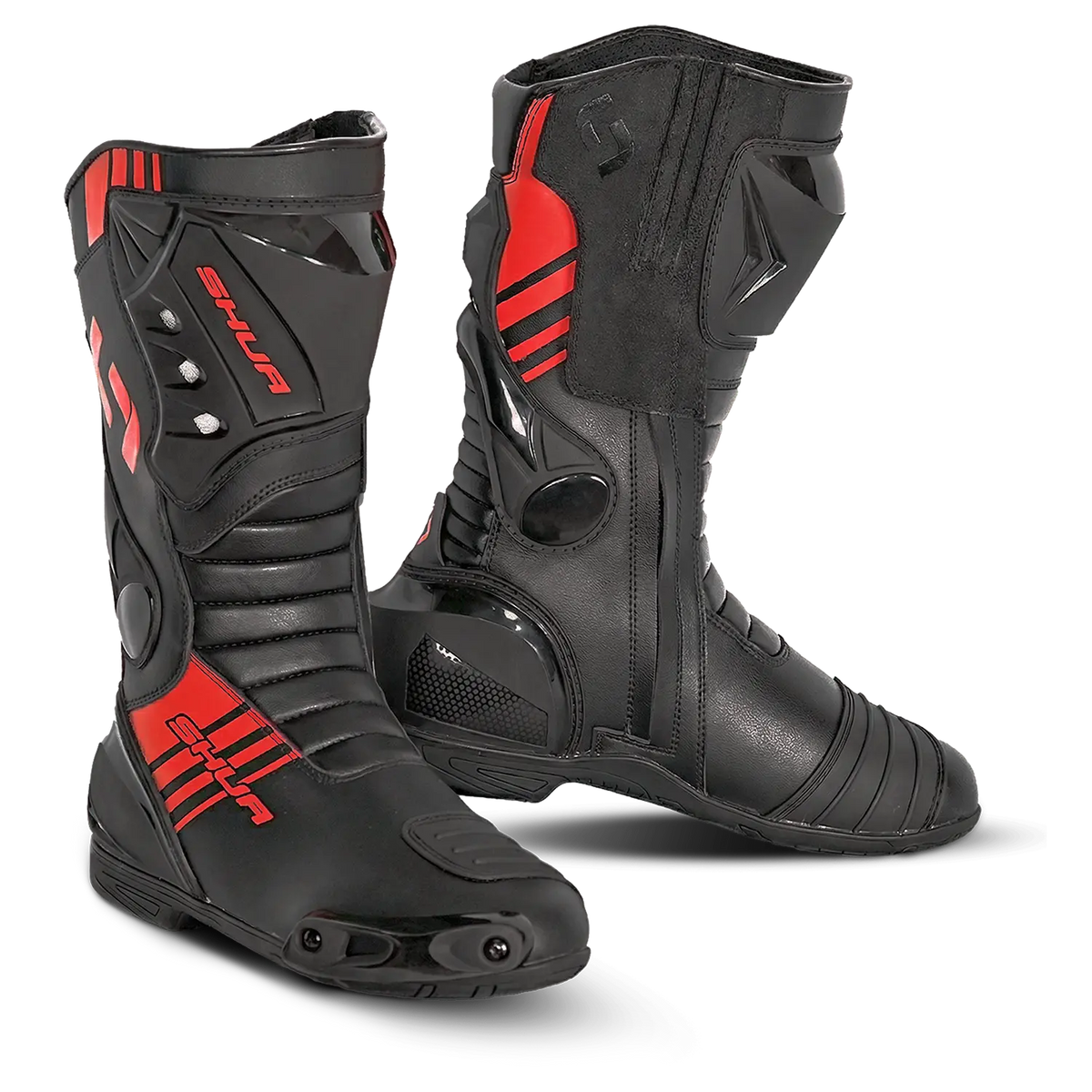 Shua Super Tech Stivali da moto da corsa /Pista Nero/Rosso 