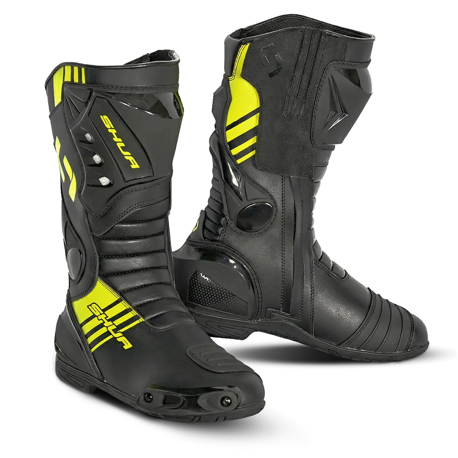 Shua Super Tech Stivali da moto da corsa Pista Nero Giallo 