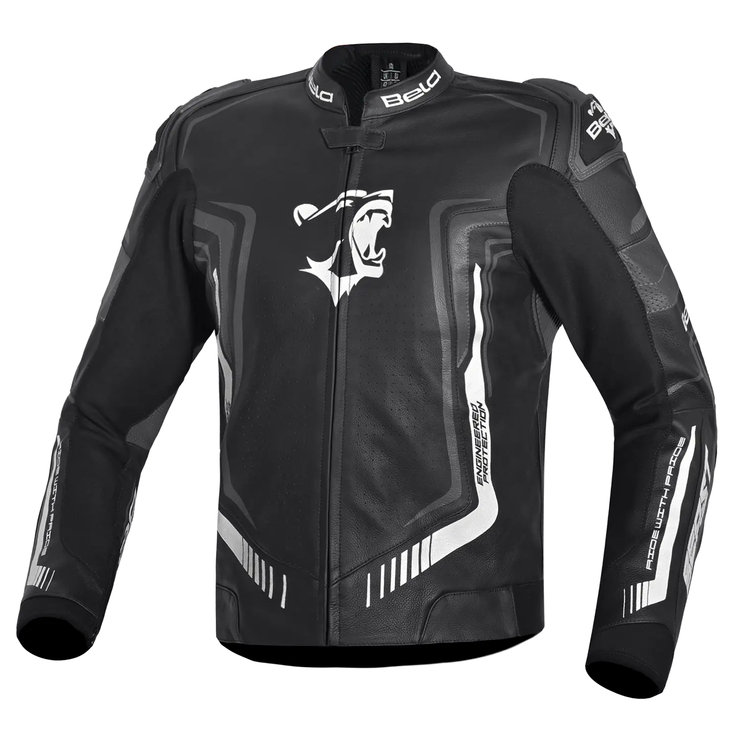 BELA BEAST GIACCA IN PELLE DA UOMO NERO ANTHIRA BIANCO 