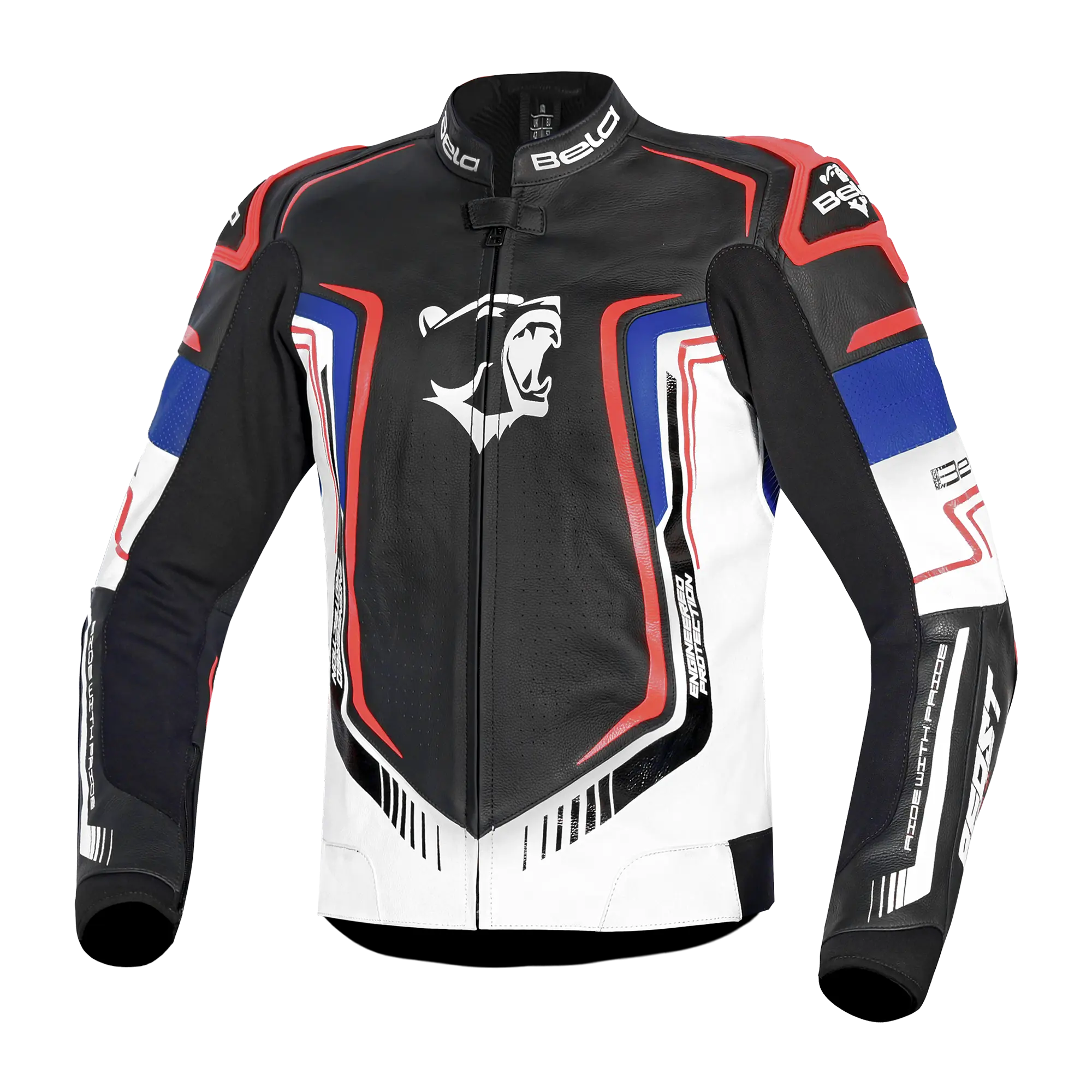 BELA BEAST GIACCA IN PELLE DA UOMO NERO BIANCO BLU ROSSO 