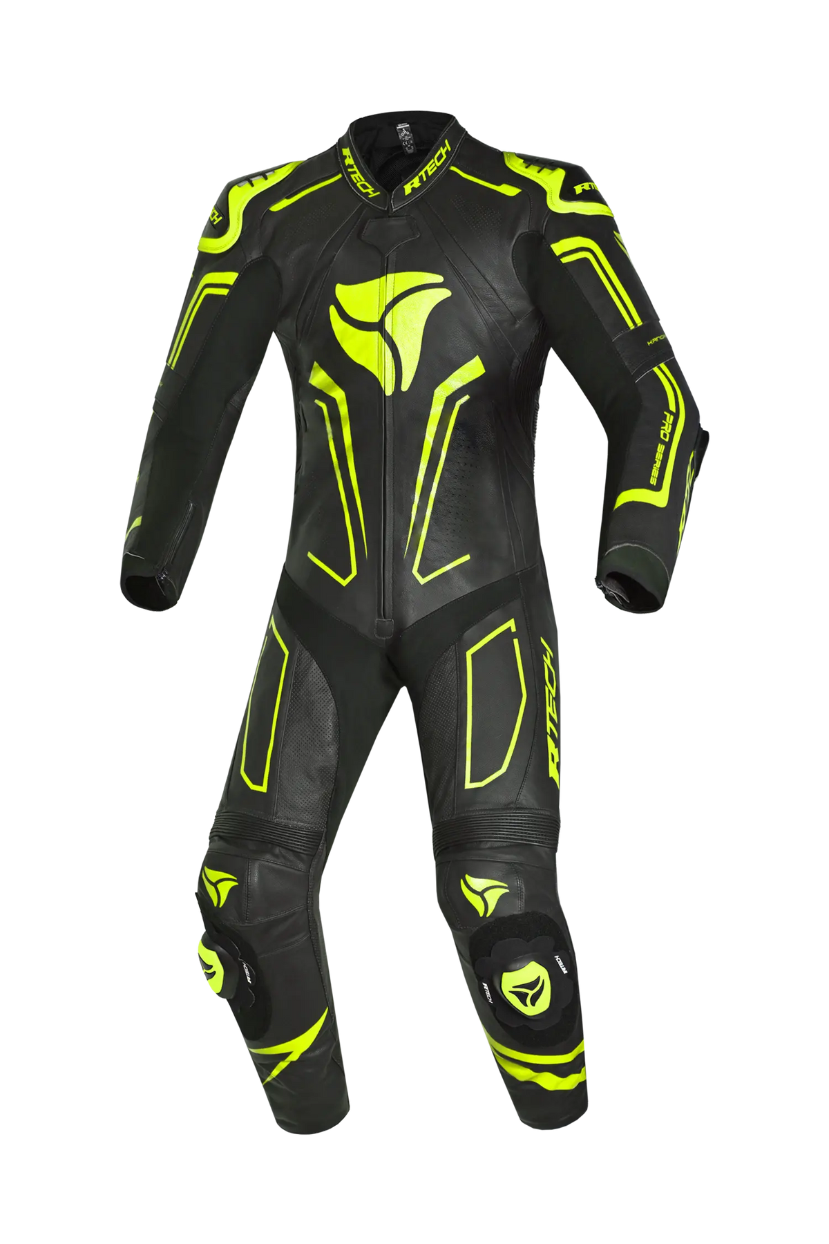 R-Tech rising star Kangaroo Mix Tuta Moto Pelle Racing Intera Nero/Giallo 
