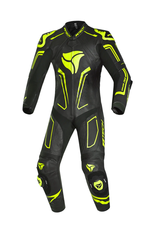 R-Tech rising star Kangaroo Mix Tuta Moto Pelle Racing Intera Nero/Giallo 