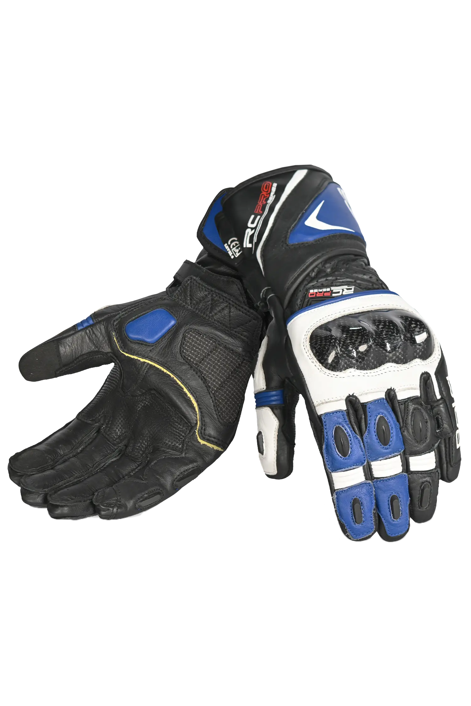 Bela Rocket Long  Guanto da Motociclista Nero/Blue/Bianco 
