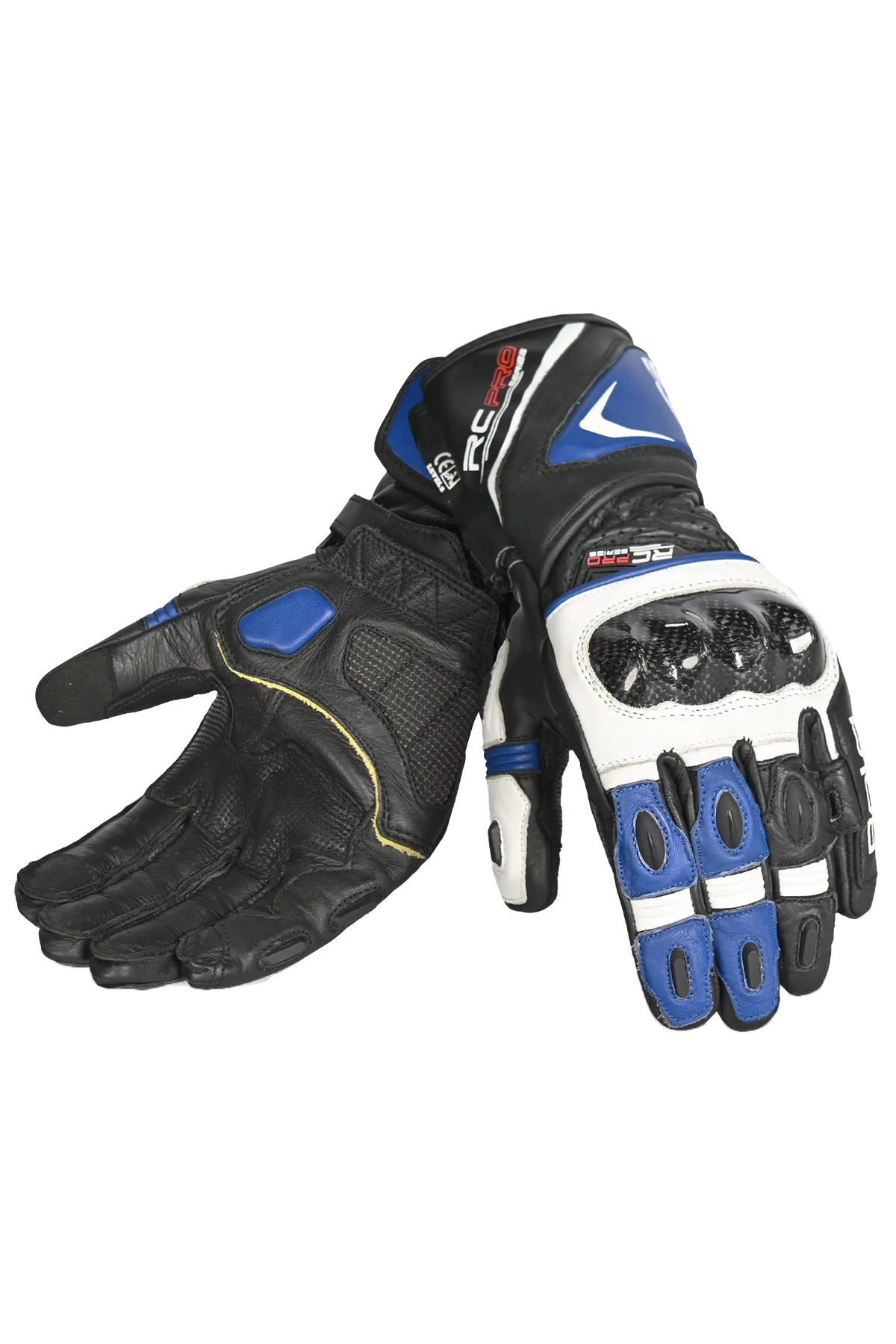 Bela Rocket Long  Guanto da Motociclista Nero/Blue/Bianco 