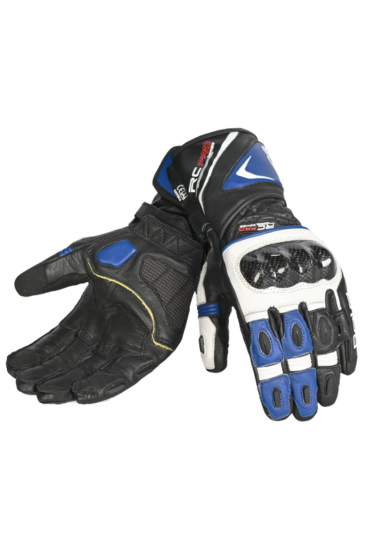 Bela Rocket Long  Guanto da Motociclista Nero/Blue/Bianco 