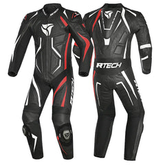 R-Tech Defender GP Tuta Moto In Pelle Racing Intera  Nero/Blanco/Rosso 