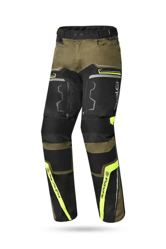 Bela Watson Pantaloni da moto touring Nero/Marrone/Giallo Fluor 